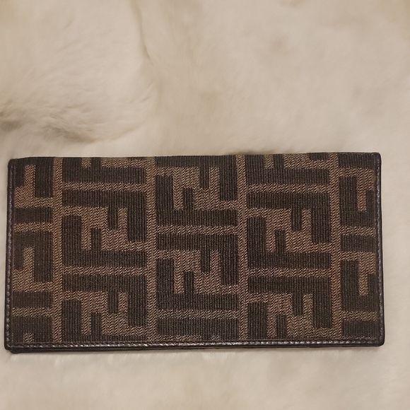 Fendi Handbags - Fendi ZUCCA Monogram Canvas Leather Trim Wallet/Checkbook Cover